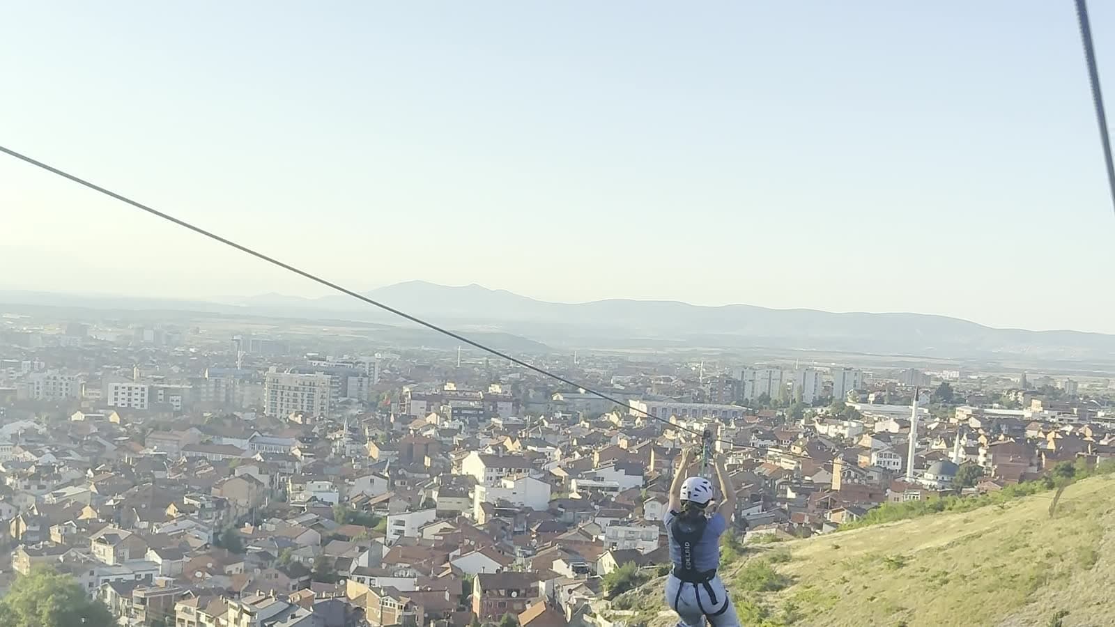 Panorama of Prizren seen from the zipline